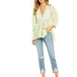 Free People Deep V Tunic Neon